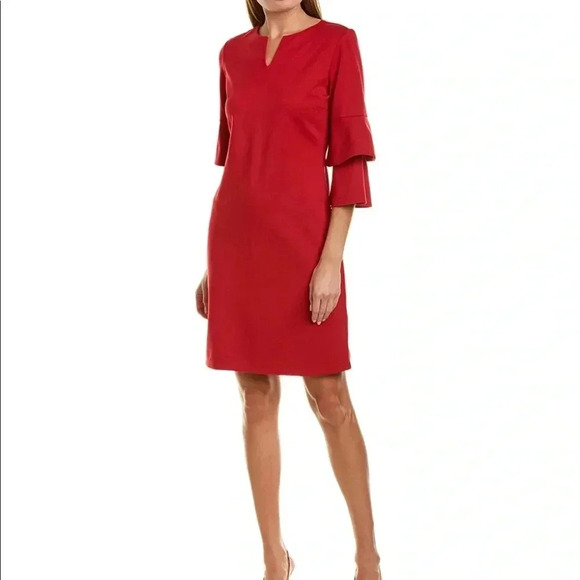 J. McLaughlin sheath dress in holiday red SZ MED - Picture 1 of 7